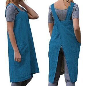 Women's Practical Cross Back Pinafore Apron with Large Pockets Home Kitchen,Rest